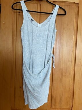 S-M.    Flattering Blue Paisley Tie-Side Mini Dress